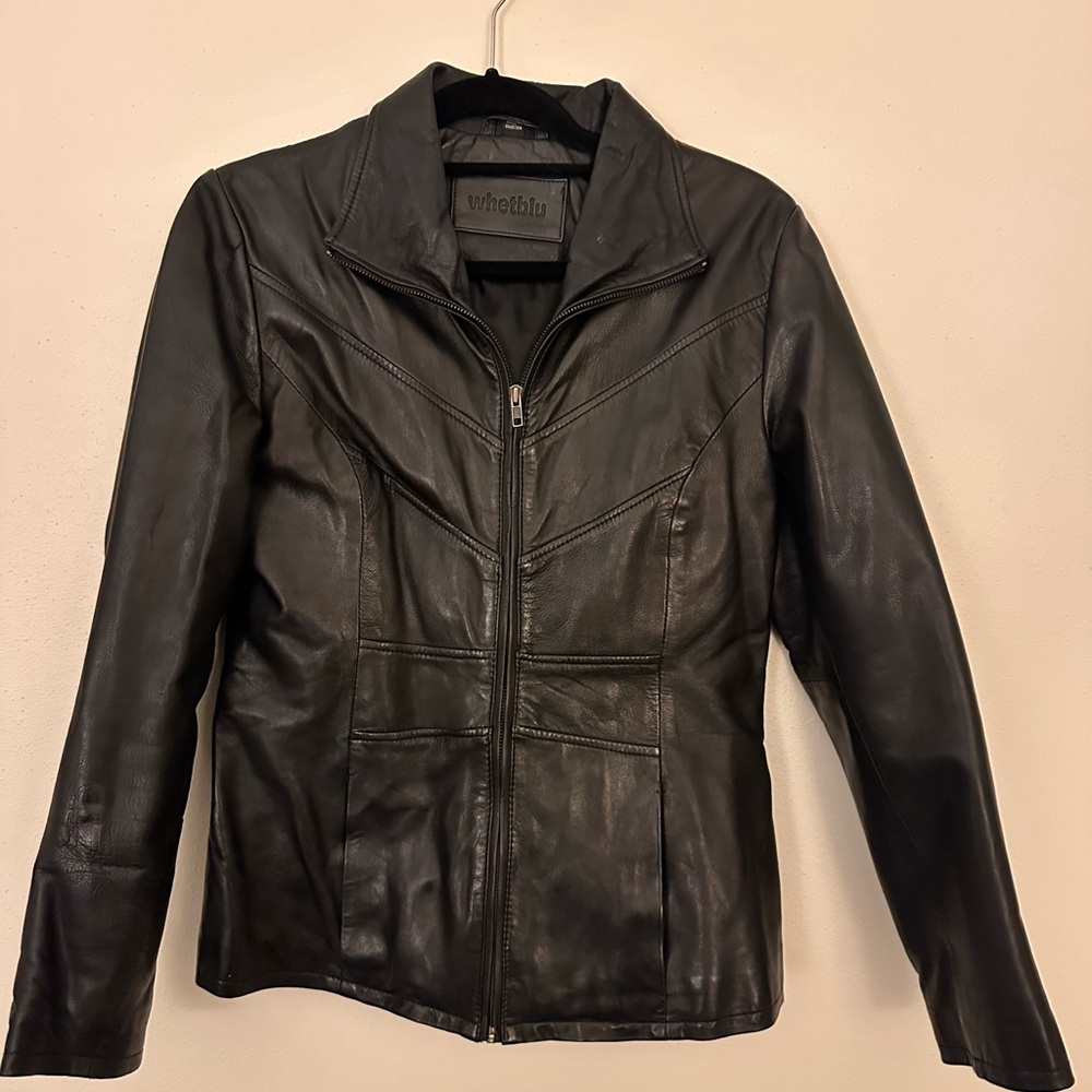 Sleek Black Leather Jacket by